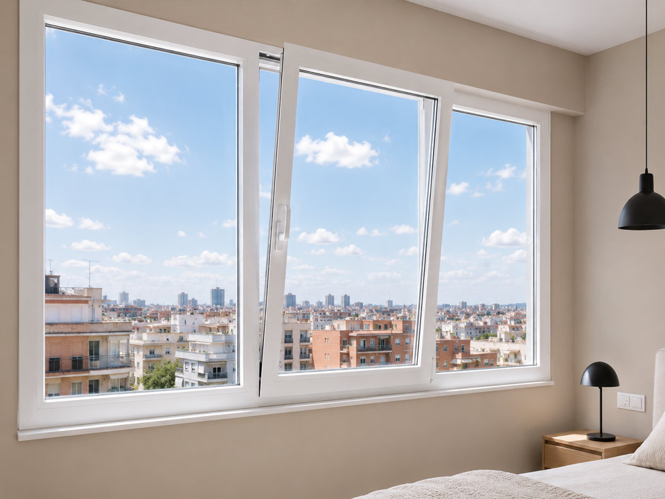 ventana fabricada e instalada en una habitación de una vivienda de Esplugues de Llobregat